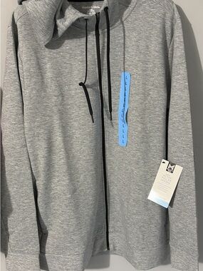 mark. Heather Gray Full-Zip Hoodie with Black Trim